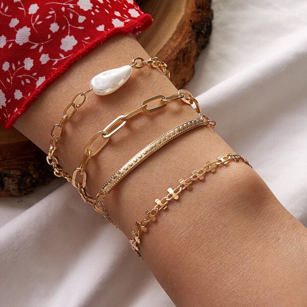 

4pcs Minimalist Bracelet, Gold