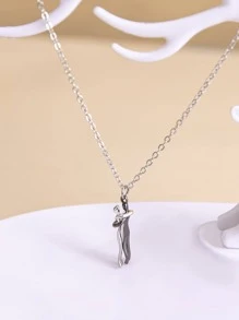 Figure Pendant Necklace - Silver - View 1