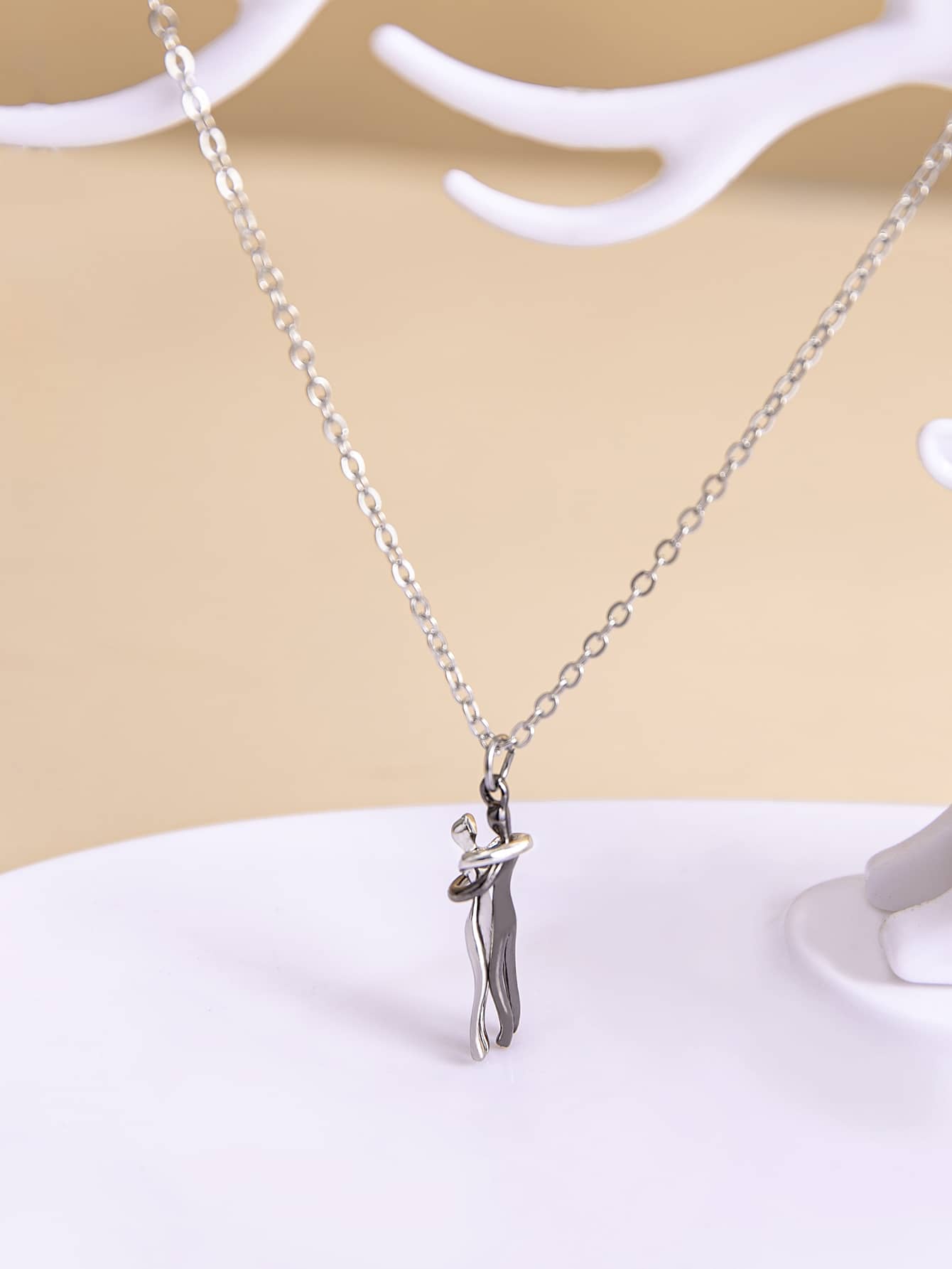 Figure Pendant Necklace - Silver - View 1