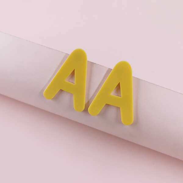 

Letter Design Stud Earrings, Yellow