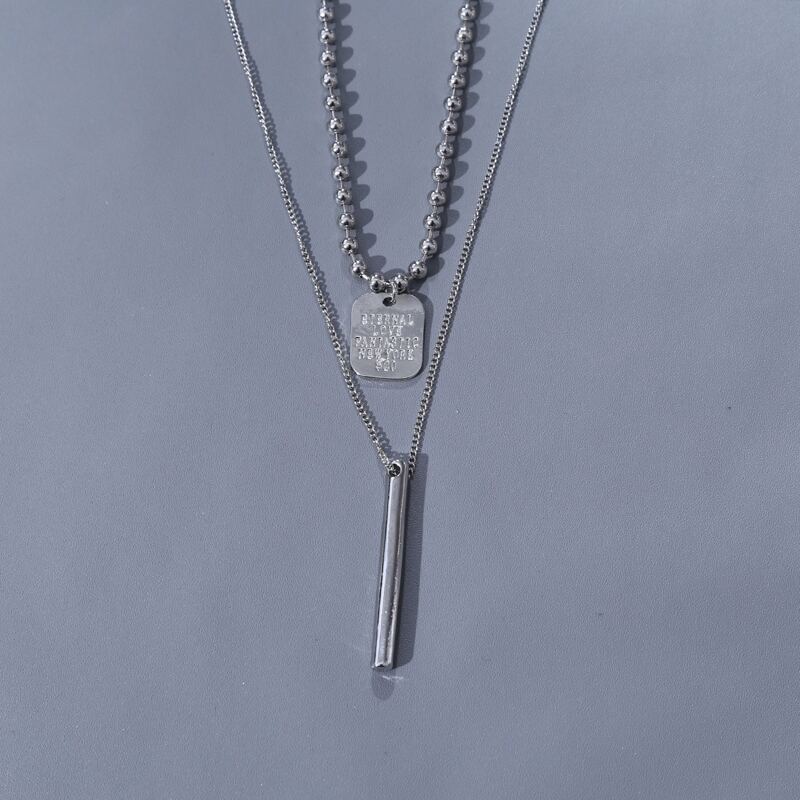 

2pcs Guys Geo Charm Necklace, Silver