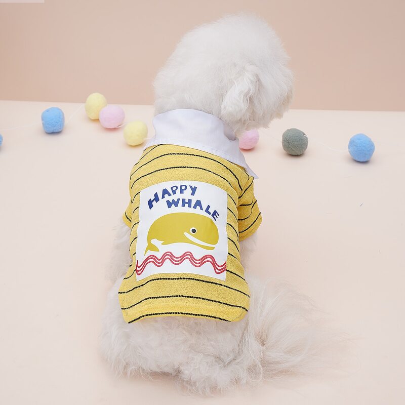 

Cartoon Whale Striped Pet Shirt, Yellow