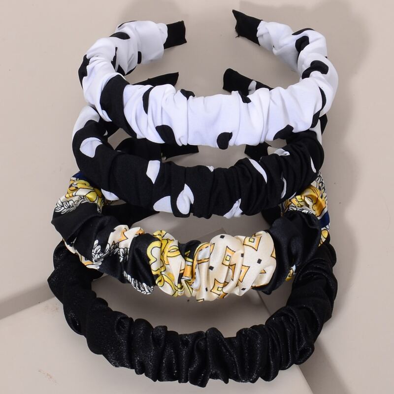 

4pcs Pleated Hair Hoop, Multicolor