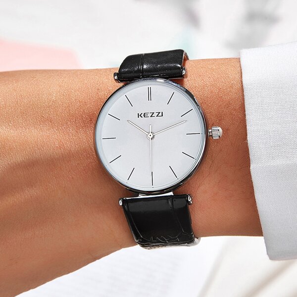 

1pc Round Pointer Quartz Watch