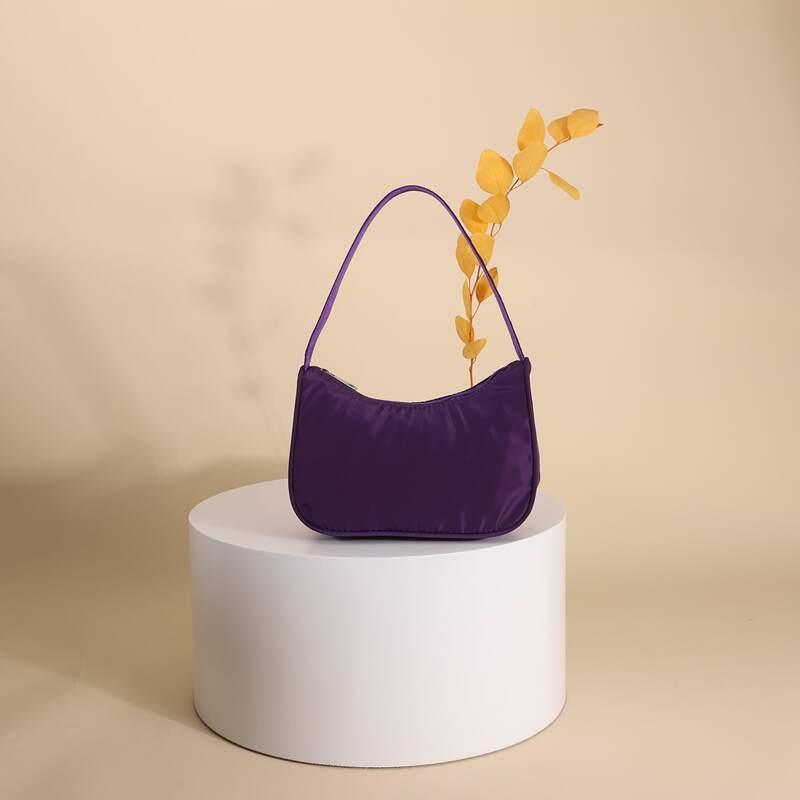 

Minimalist Plain Shoulder Bag, Purple