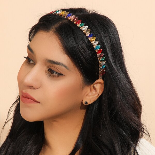

Colorful Rhinestone Decor Hair Hoop, Gold
