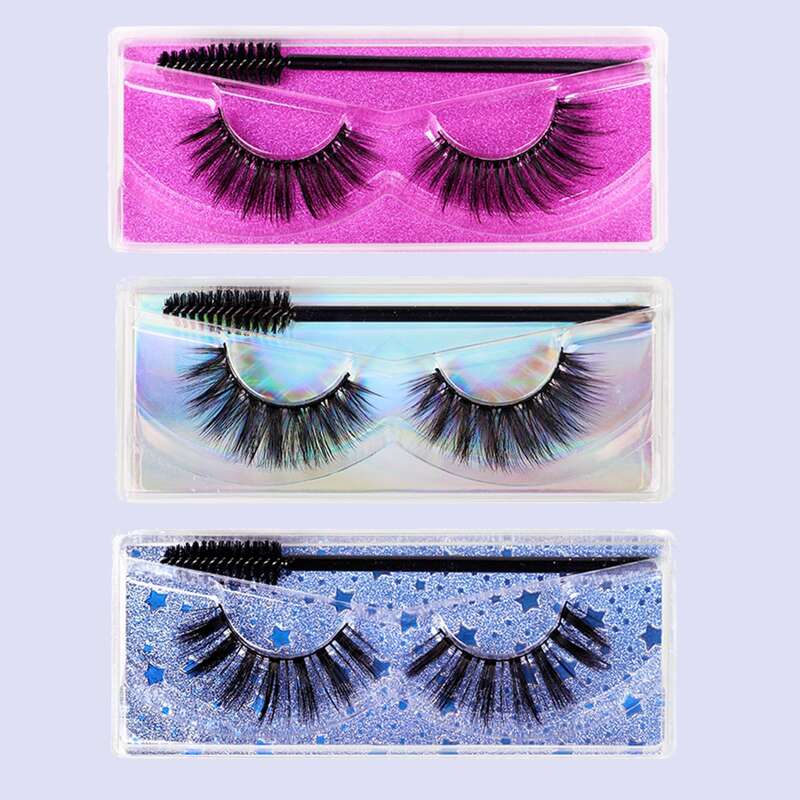 

3pairs Natural Thick Fake Eyelashes & 3pcs Brush, Black