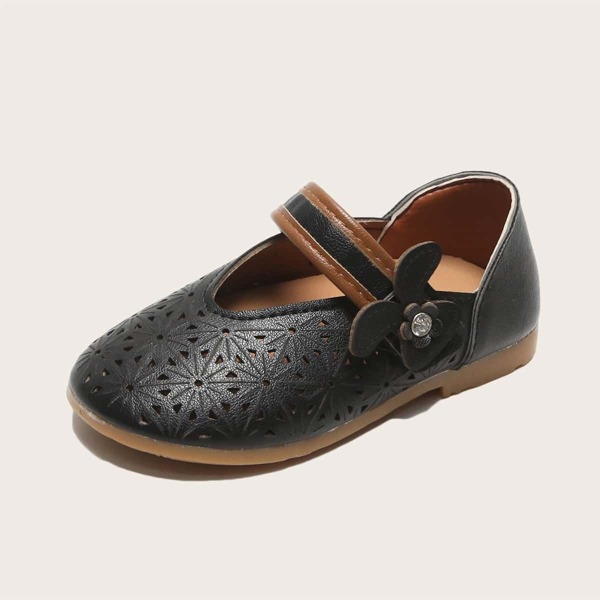 

Toddler Girls Hollow Out Floral Decor Flats, Black