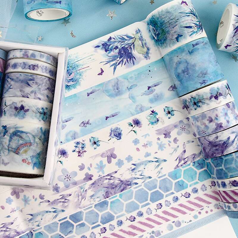 

10rolls Random Floral Pattern Decorative Tape, Multicolor