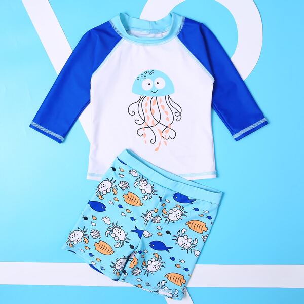 

Toddler Boys Cartoon Graphic Two Piece Swimsuit, Multicolor