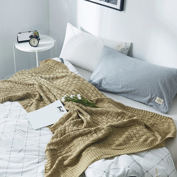 

Plain Knitted Blanket, Mocha brown