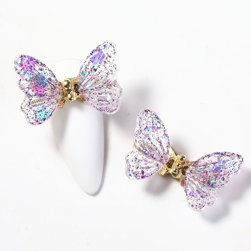 

1pc Butterfly Shaped Nail Art Decoration, Purple