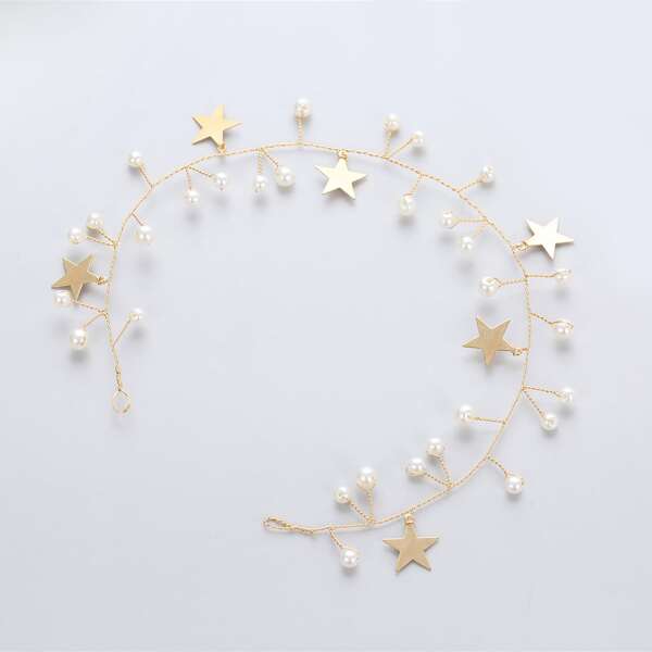 

Faux Pearl Star Decor Hair Accessory, Gold