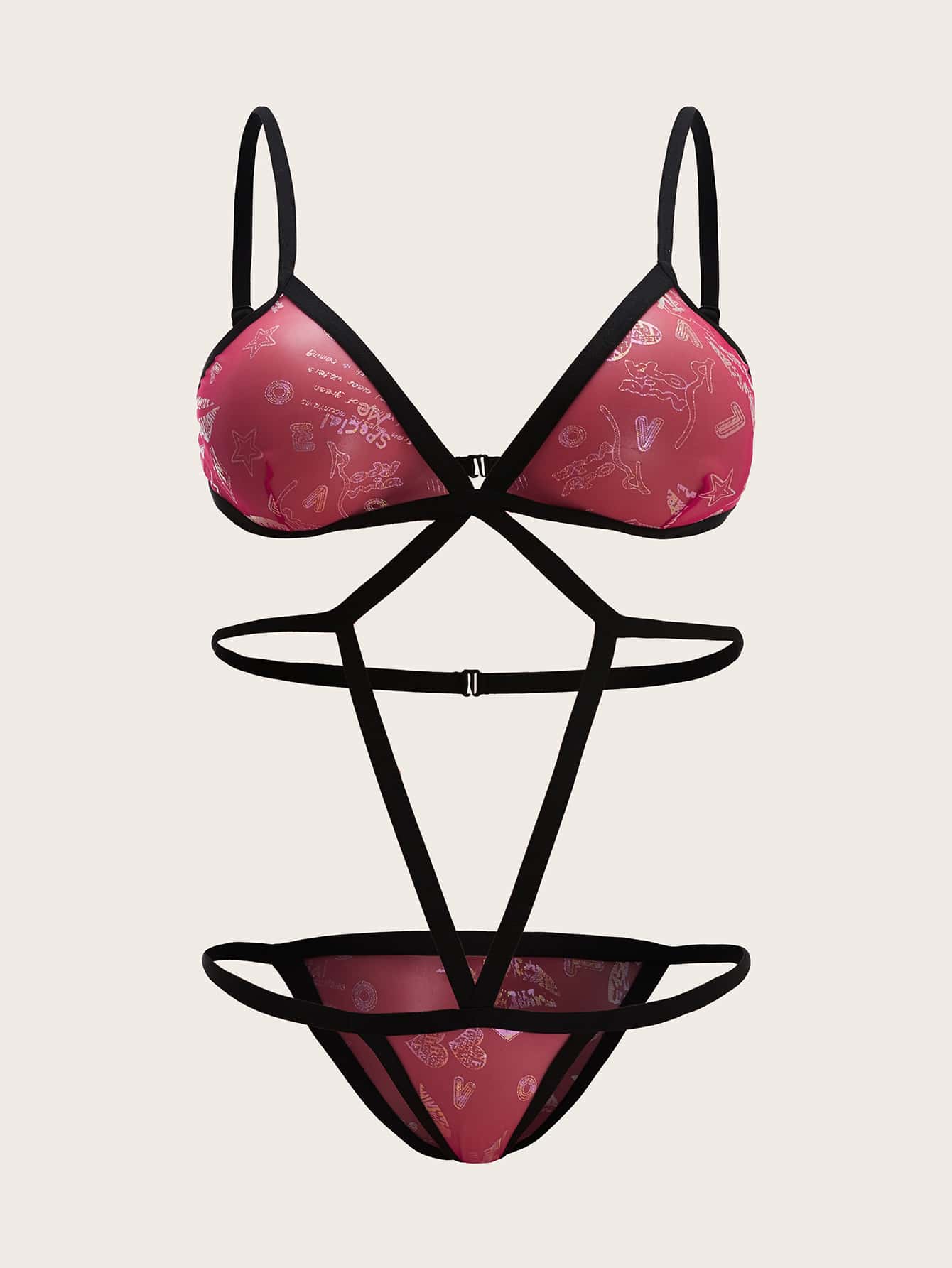 大碼鏤空網紗內衣連體衣