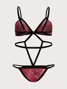 大碼鏤空網紗內衣連體衣