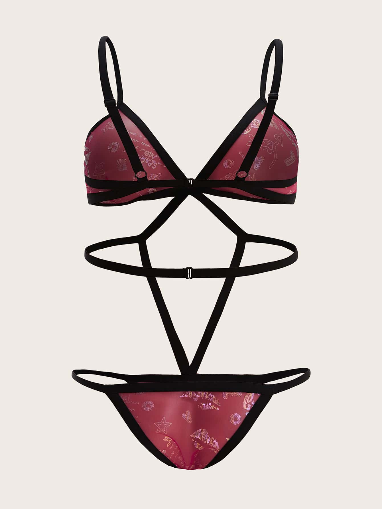 Plus Cut Out Mesh Teddy Bodysuit