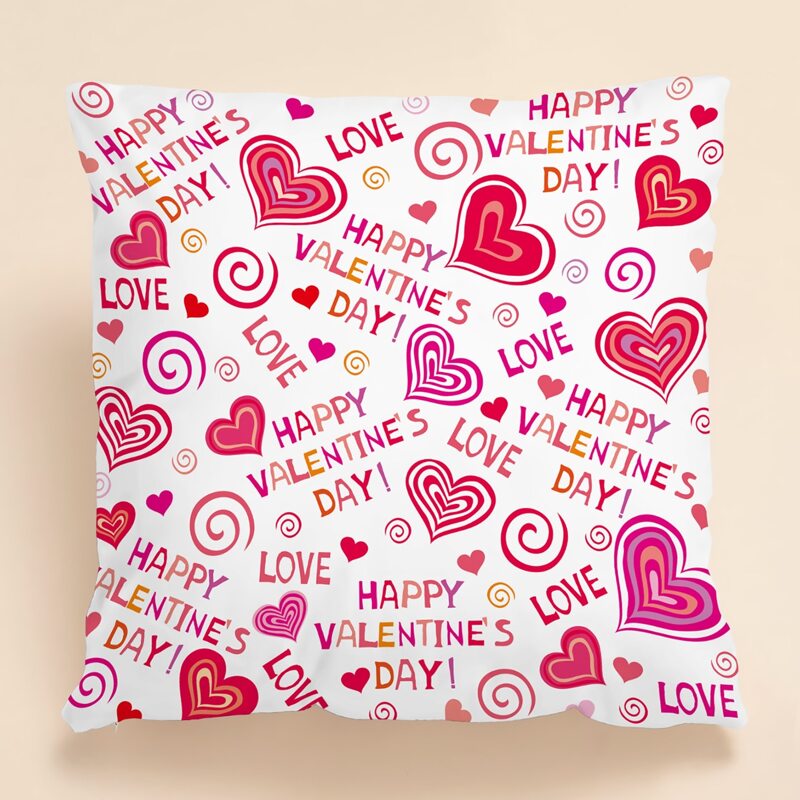 

Valentine's Day Heart Cushion Cover Without Filler, Multicolor