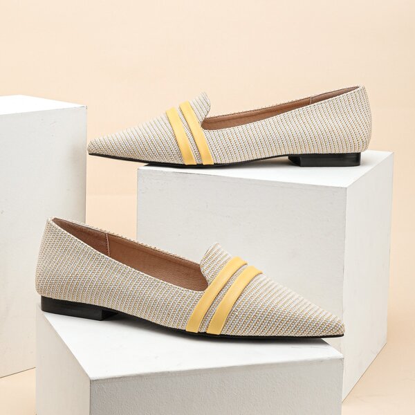 

Point Toe Ballet Flats, Beige