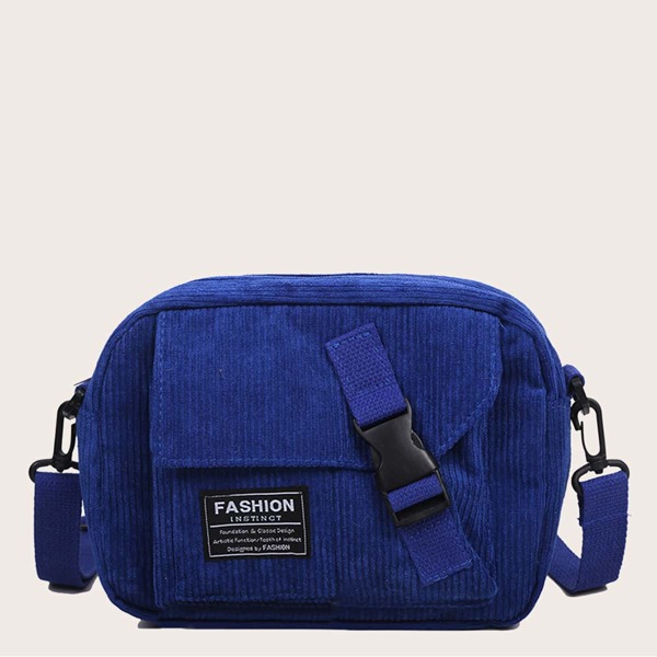 

Release Buckle Front Corduroy Crossbody Bag, Blue