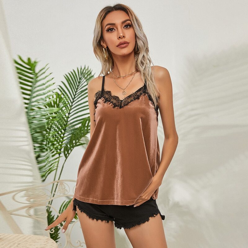 

Lace Trim Cami Top, Apricot