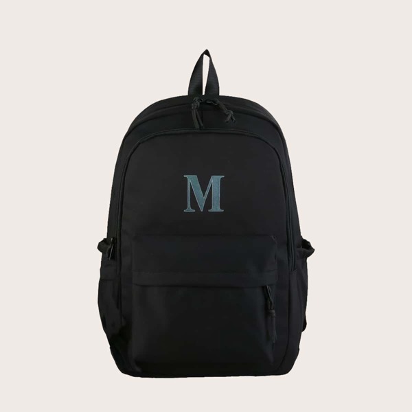 

Men Letter Graphic Zip Front Sling Bag, Black