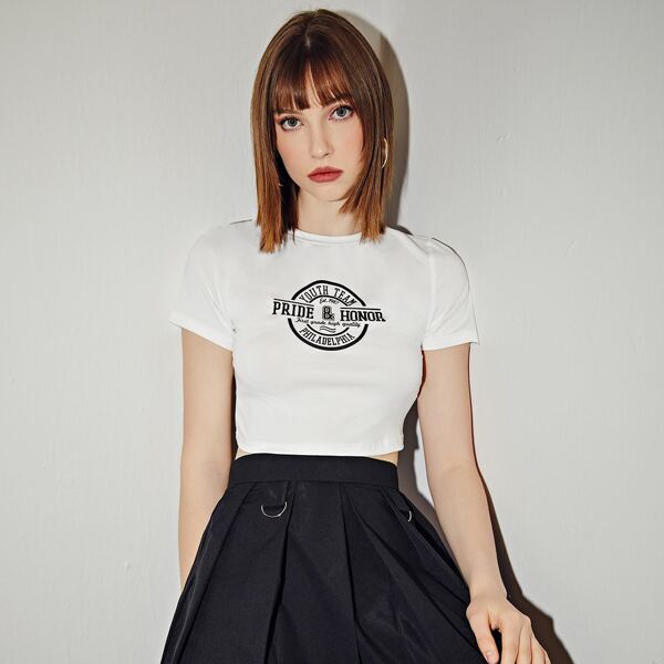 

Slogan Graphic Crop Tee, White