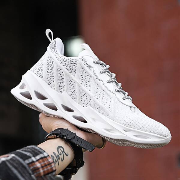 

Men Lace-up Front Knit Sneakers, White