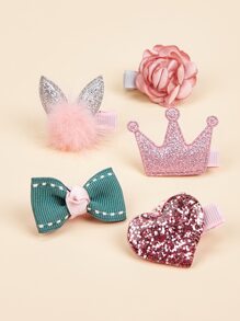 5pcs Glitter Pet Hair Clip - Multicolor - View 1