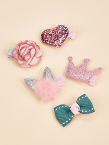 5pcs Glitter Pet Hair Clip - Multicolor - View 4