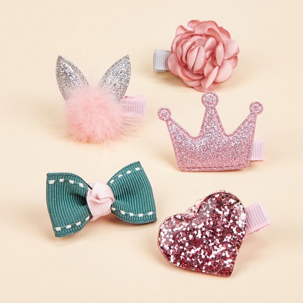 

5pcs Glitter Pet Hair Clip, Multicolor