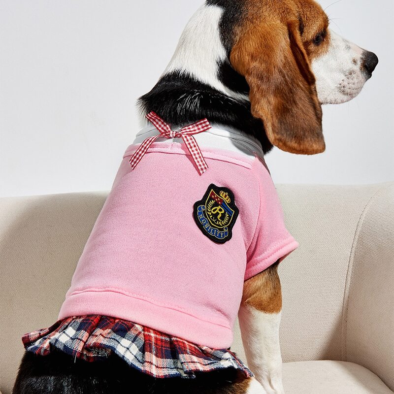 

Plaid Bow Decor Pet Sweatshirt, Baby pink
