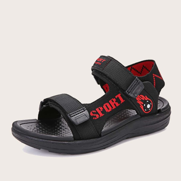 

Boys Letter Graphic Velcro Strap Sandals, Black