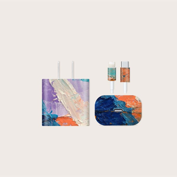

1sheet Oil Painting Pattern Charger Head Sticker, Multicolor