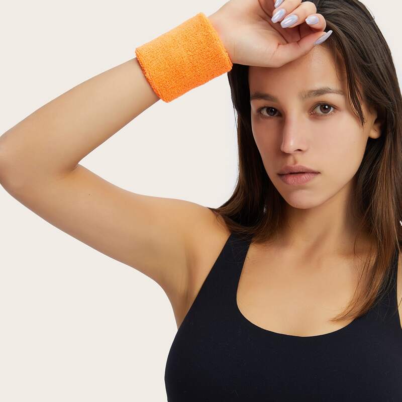 

1pc Solid Sports Wristband, Orange