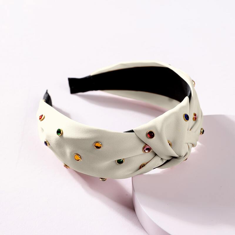 

Rhinestone Decor Knot Design Hair Hoop, White