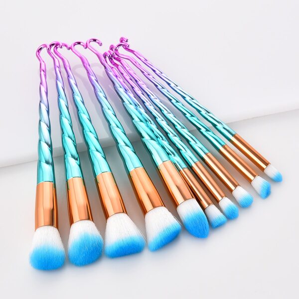 

10pcs Spiral Handle Makeup Brush Set, Multicolor