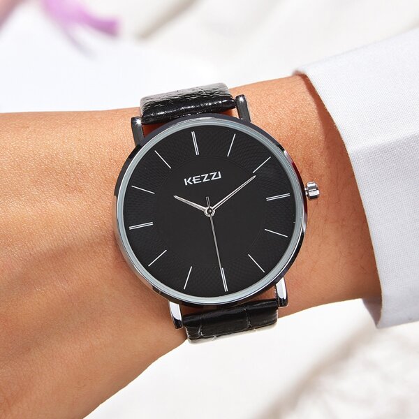 

1pc Men Round Pointer Quartz Watch