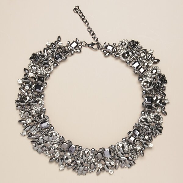 

Gemstone Decor Necklace, Grey