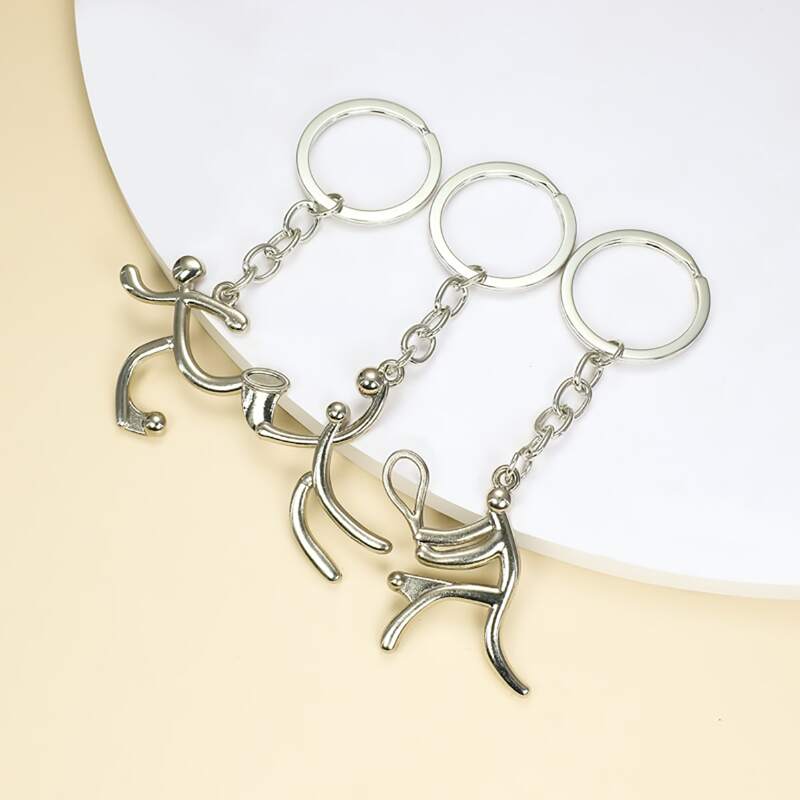 

3pcs Figure Charm Keychain, Silver