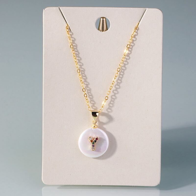 

Faux Pearl Charm Necklace, Gold