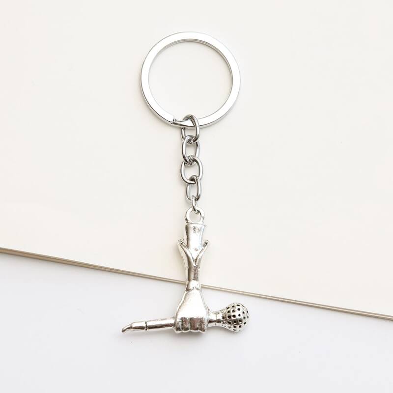 

Barbell Charm Keychain, Silver