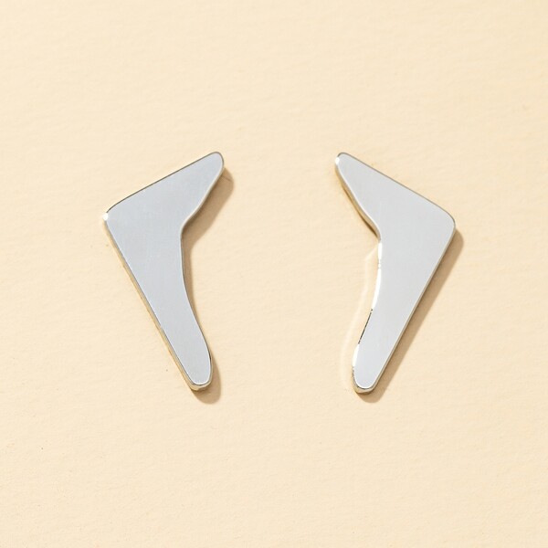 

Solid Metallic Stud Earrings, Silver
