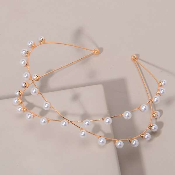 

Faux Pearl Decor Hair Hoop, Gold