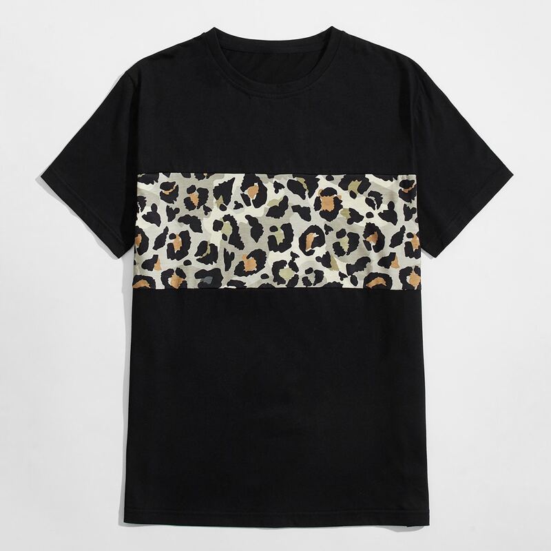 Guys Leopard Pattern Tee, Black