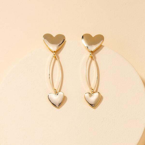 

Solid Heart Drop Earrings, Gold