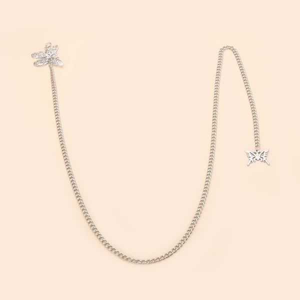 

Butterfly Decor Waist Chain Belt, Silver