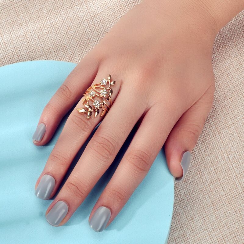 

Rhinestone Flower Decor Ring, Gold