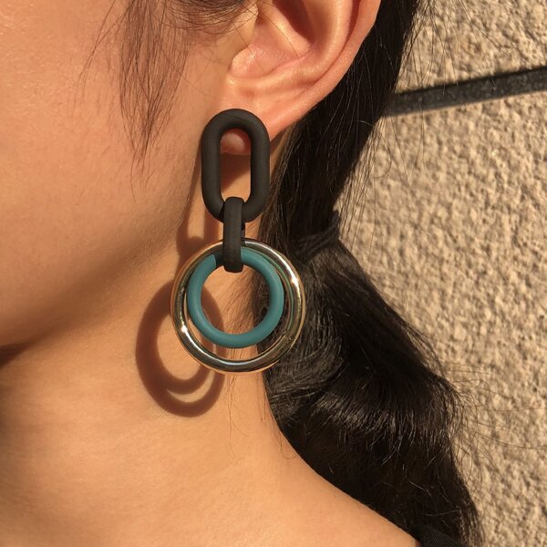 

Geo Link Drop Earrings, Multicolor