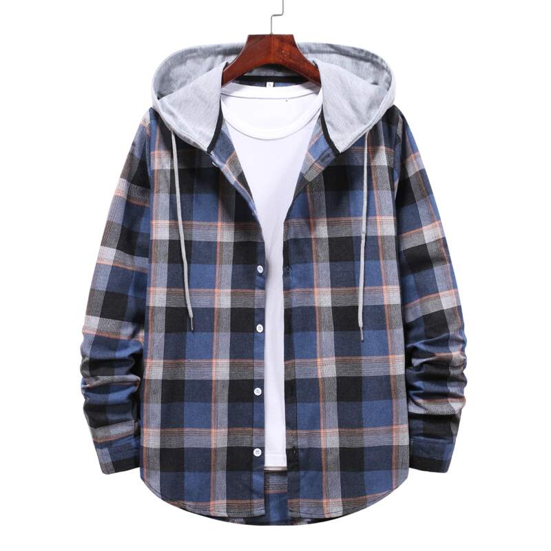 

Guys Plaid Hooded Button Front Shirt, Multicolor