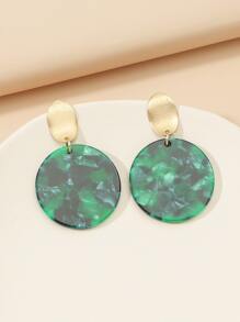 幾何和圓形裝飾耳墜 - 綠色 - 查看 3